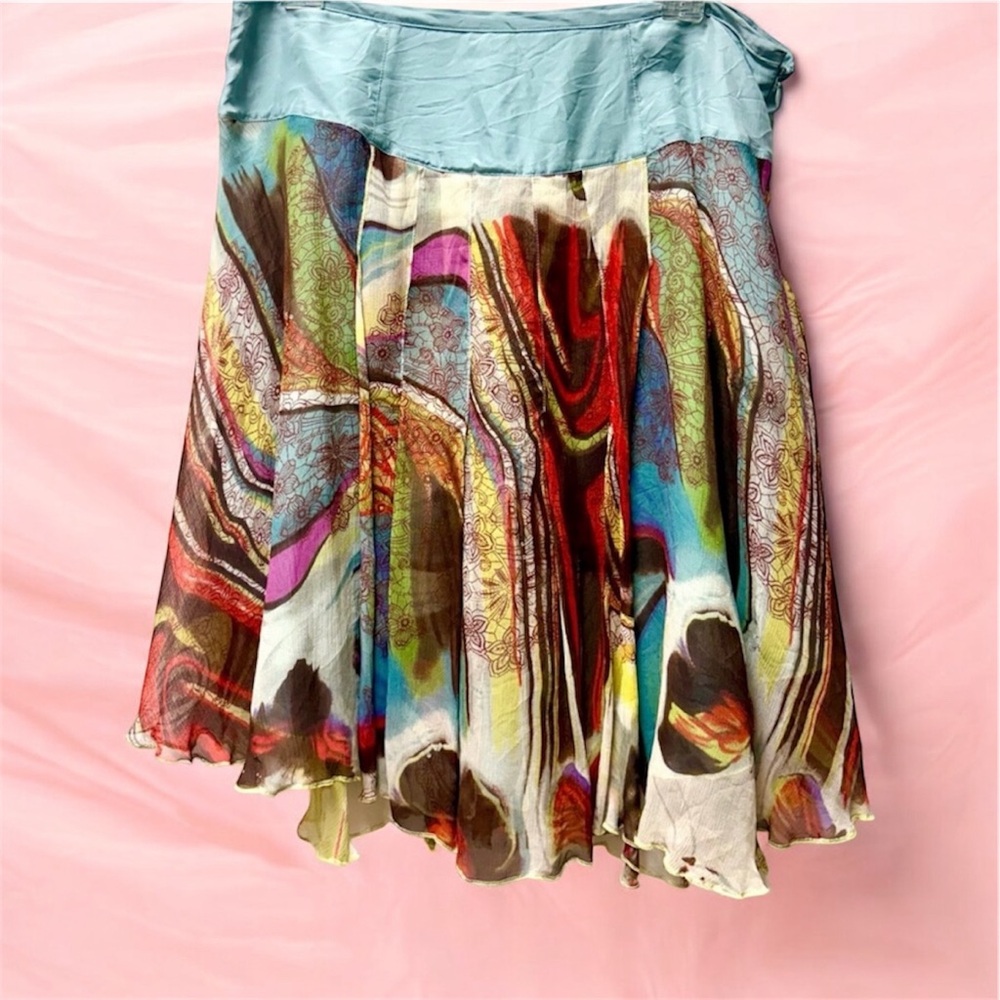 Rangoon 100%Silk Layered Skirt, One of a Kind Abstract Art Creation Da-Nang - Picture 13 of 17